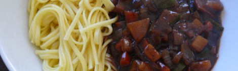 Vegetarian Korean Black Bean Noodles (Jjajangmyun)