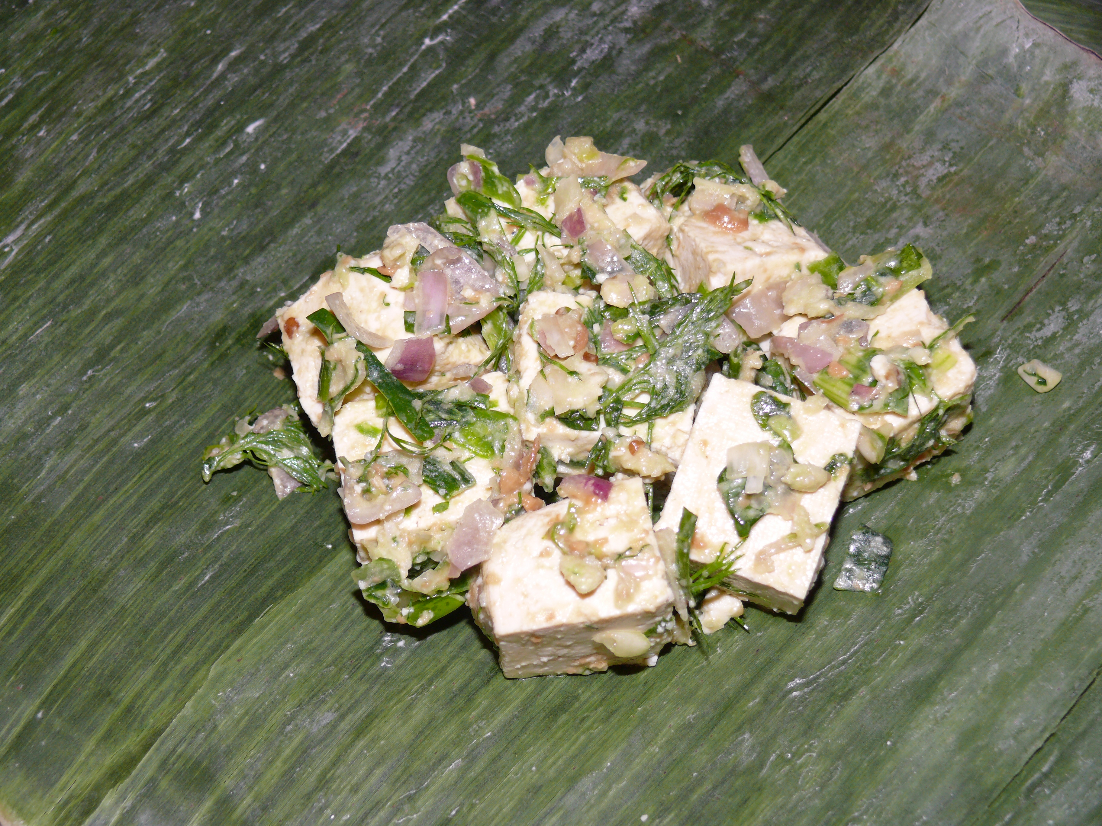 lao tofu in banana leaf 1