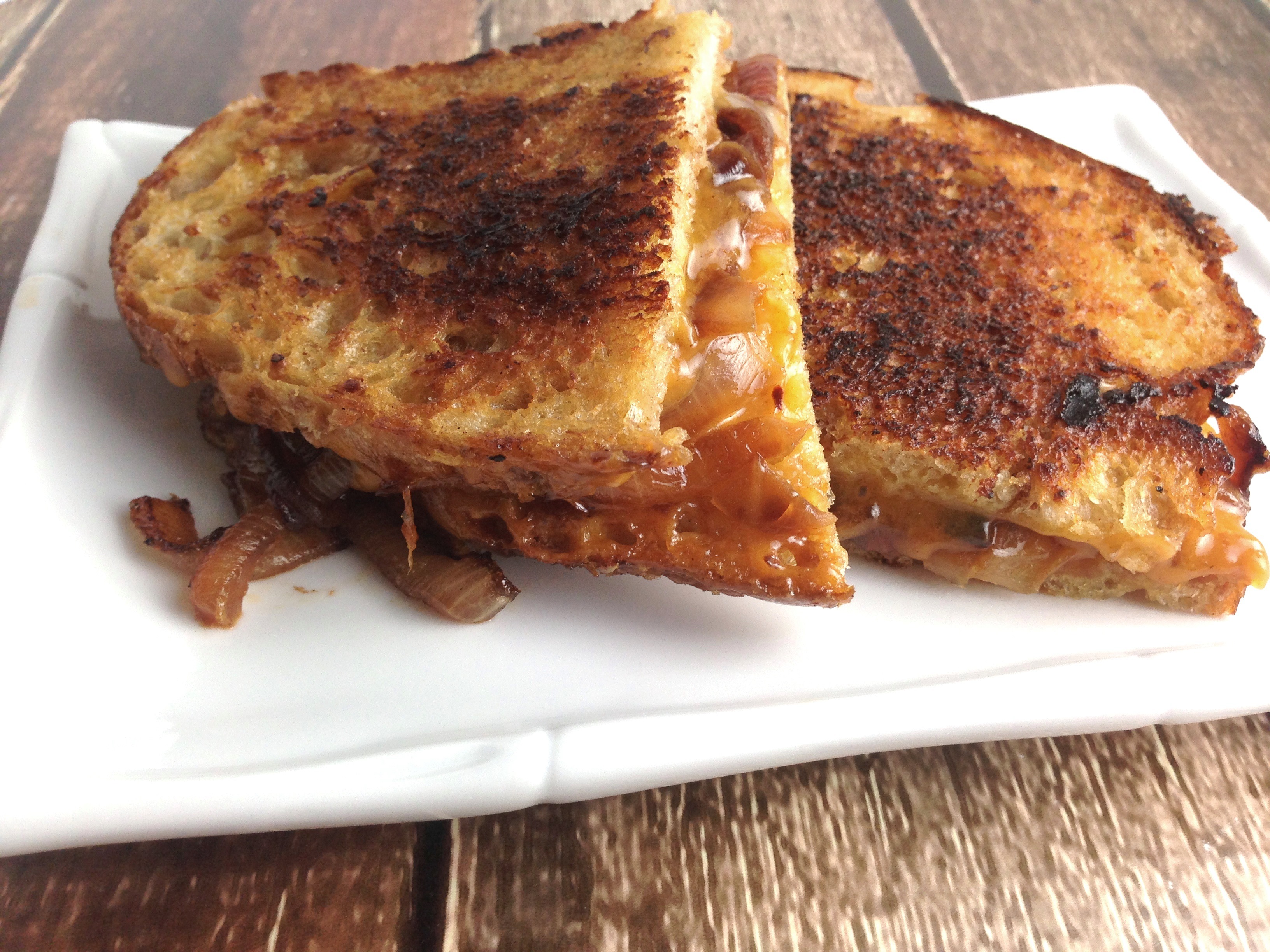 BBQ Carmelized Onion Grilled Cheeses